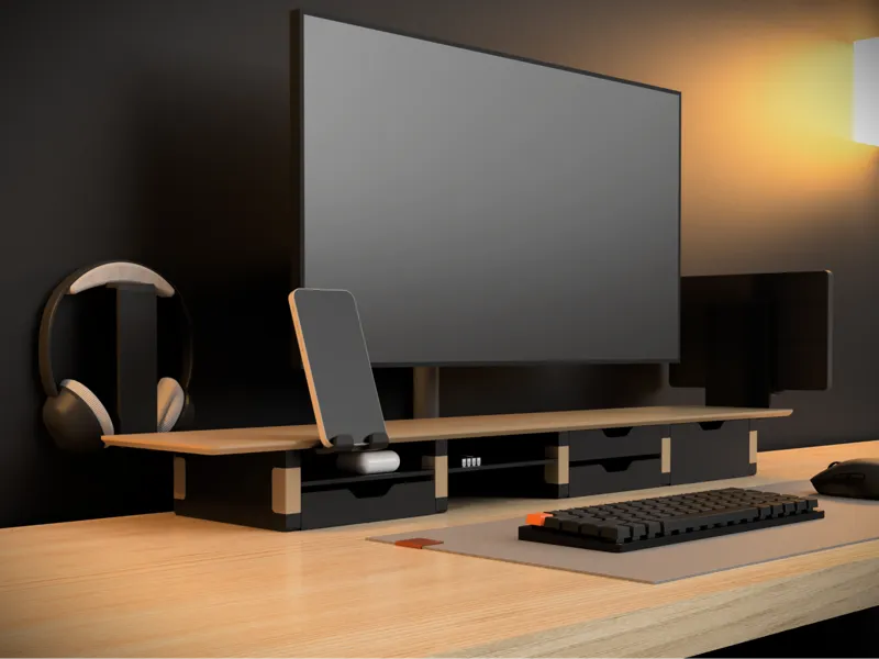 Modular Desk Shelf Fully Printed • Screwable Addon