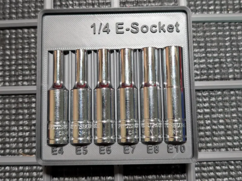 Pittsburgh 1/4"Drive E-Socket Gridfinity Organizer