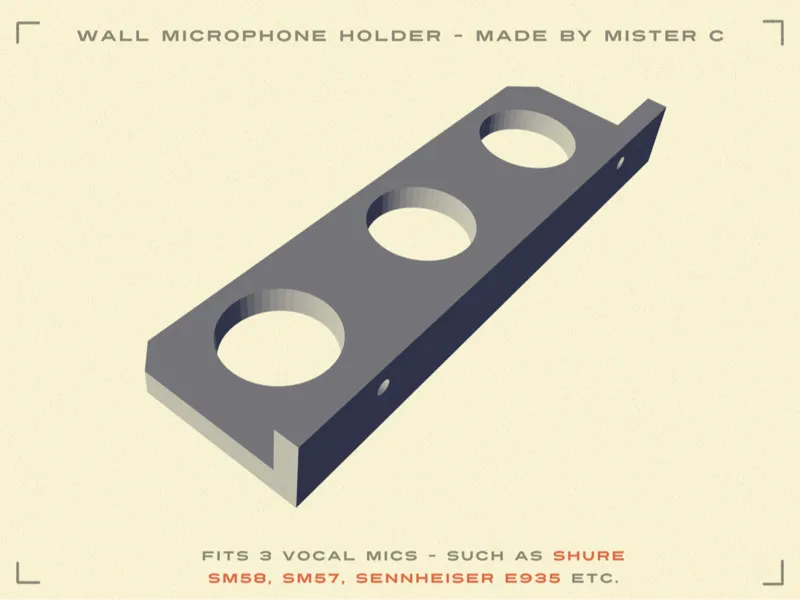 Vocal Microphone Wall Holder (3 mics)