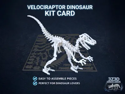 Velociraptor Dinosaur Kit Card Puzzle - DinoCards