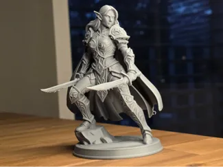 Elven Shadowblade Dual-Dagger Warrior Figurine
