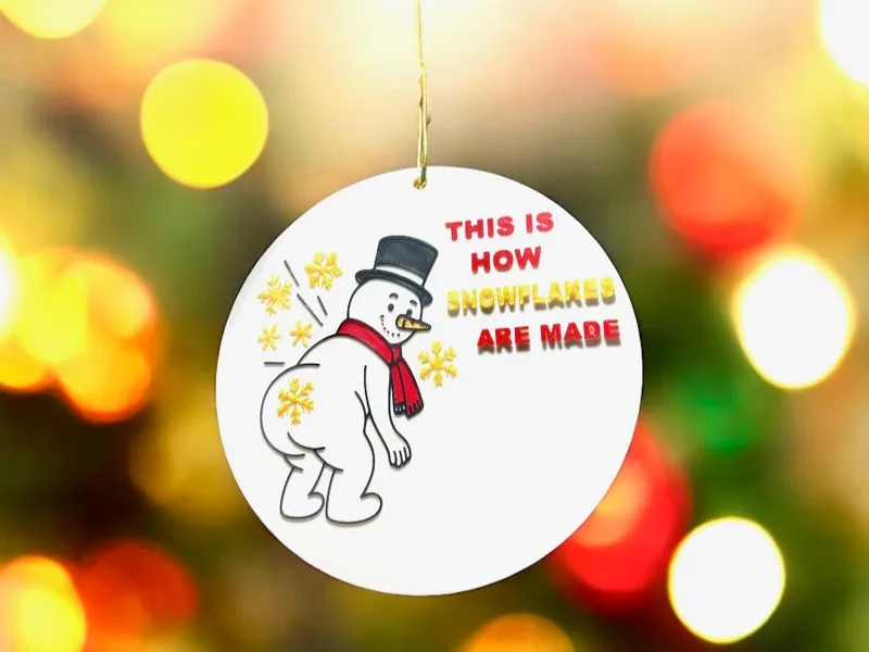 Snowman Snowflake Ornament