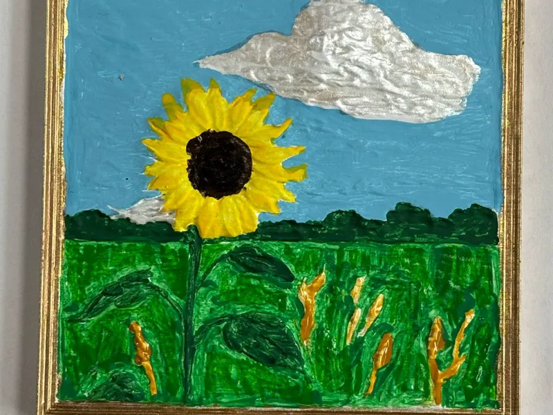 sunflower relief sculpture painting