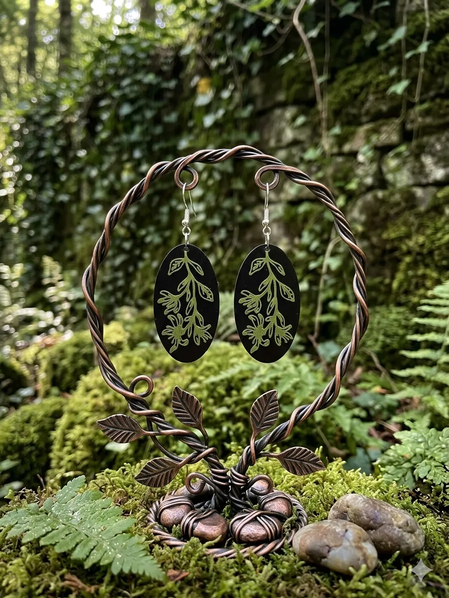 Sage Tendril Earrings (0.2mm Nozzle Optimized) view 2