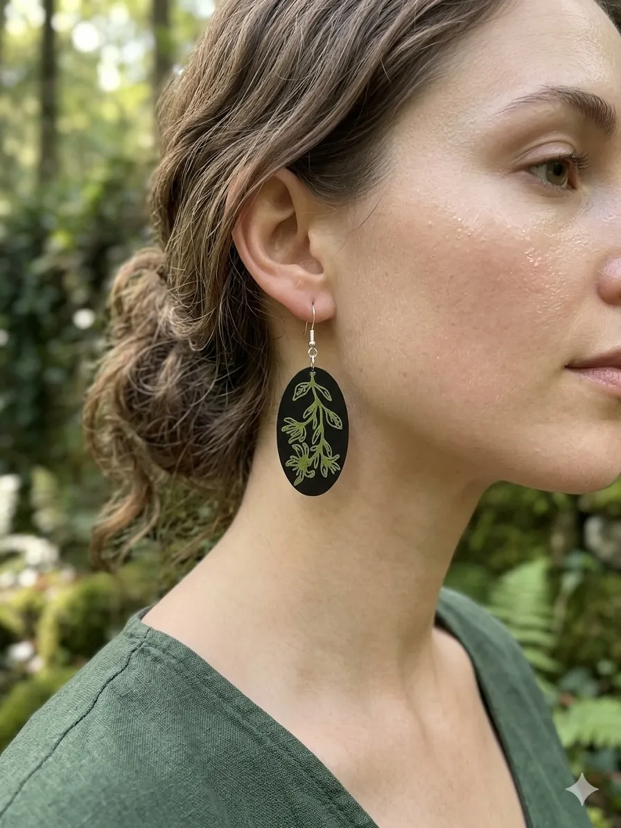 Sage Tendril Earrings (0.2mm Nozzle Optimized) view 3