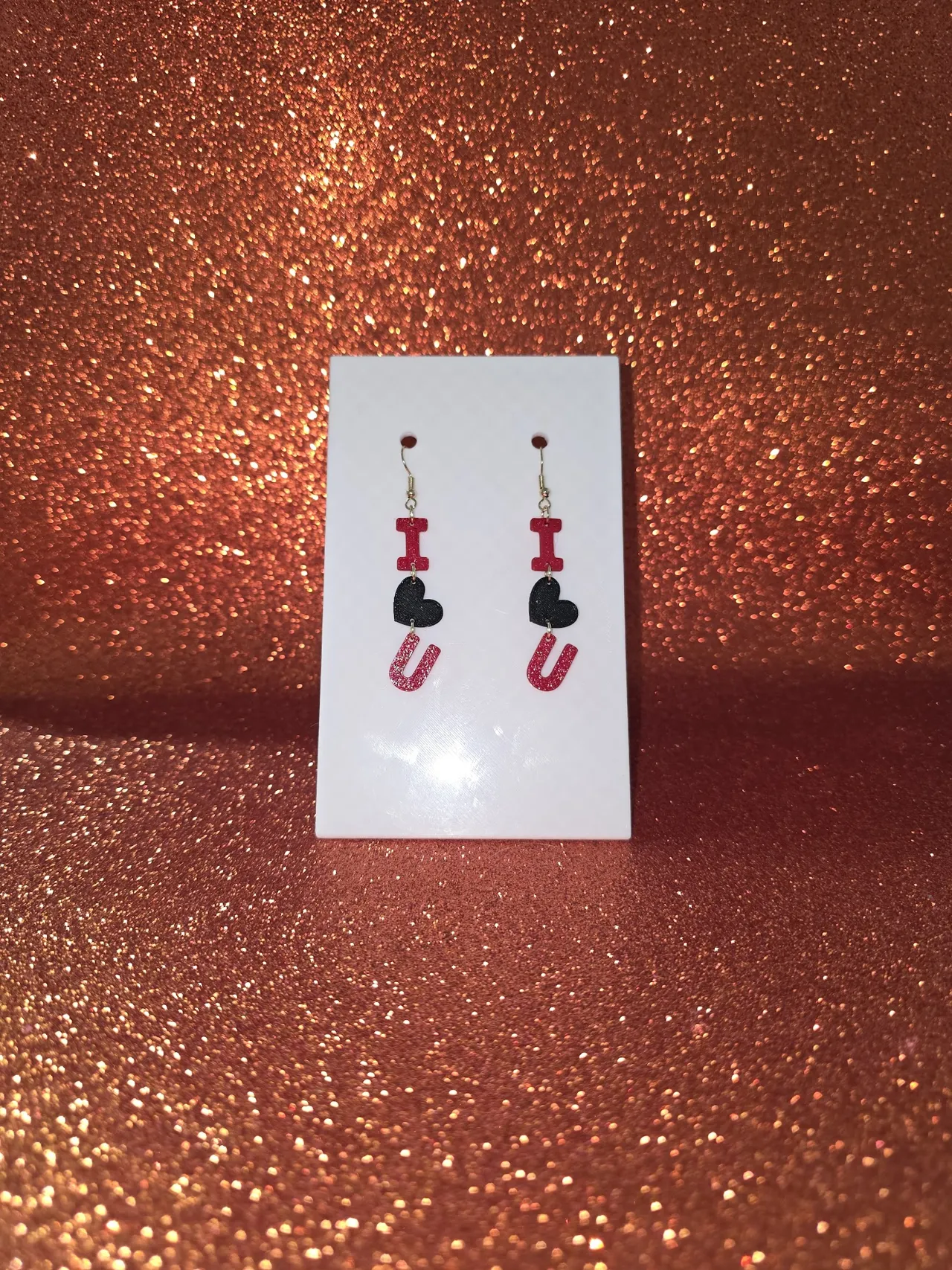 I love u earrings view 2