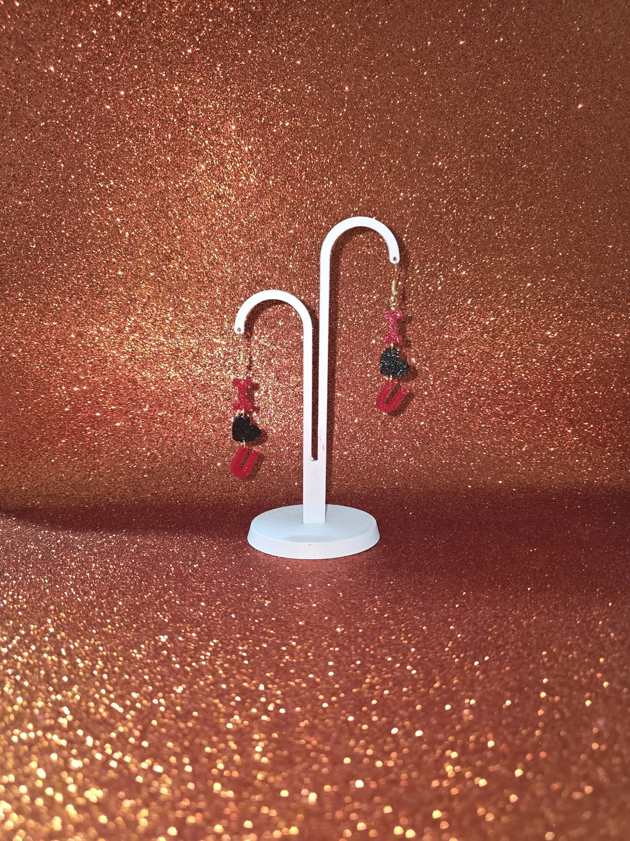 I love u earrings view 3