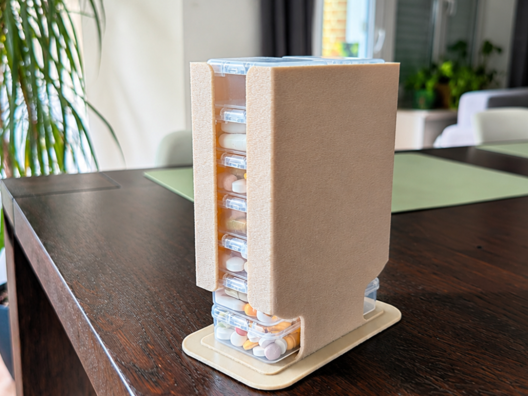 Pill Box Dispenser Stand – 14-Box 2-Week Organizer
