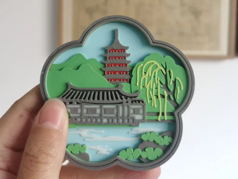 苏式 拙政园 北寺塔 借景 叠画 冰箱贴 | 借景系列第一款