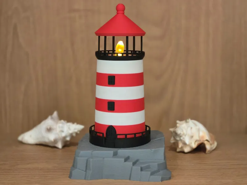 Lighthouse on rocks - LED tea light candle stand