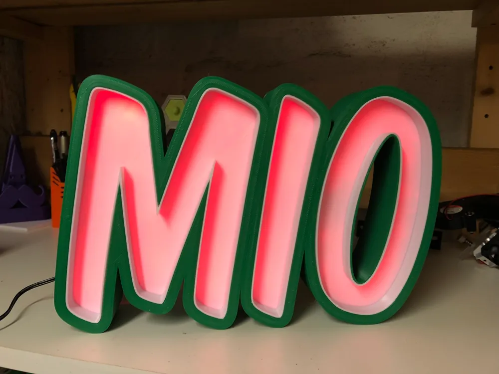 Namenslampe Lightbox Mio Letters - Free 3D Print Model - MakerWorld