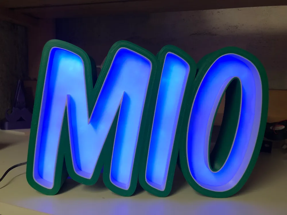 Namenslampe Lightbox Mio Letters - Free 3D Print Model - MakerWorld