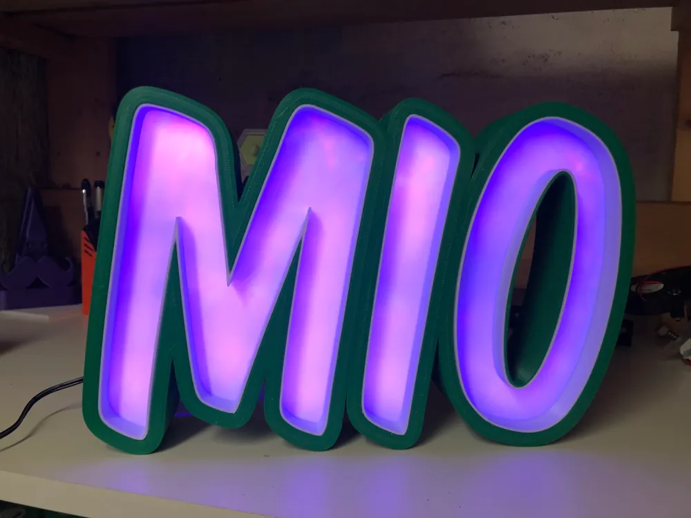 Namenslampe Lightbox Mio Letters - Free 3D Print Model - MakerWorld