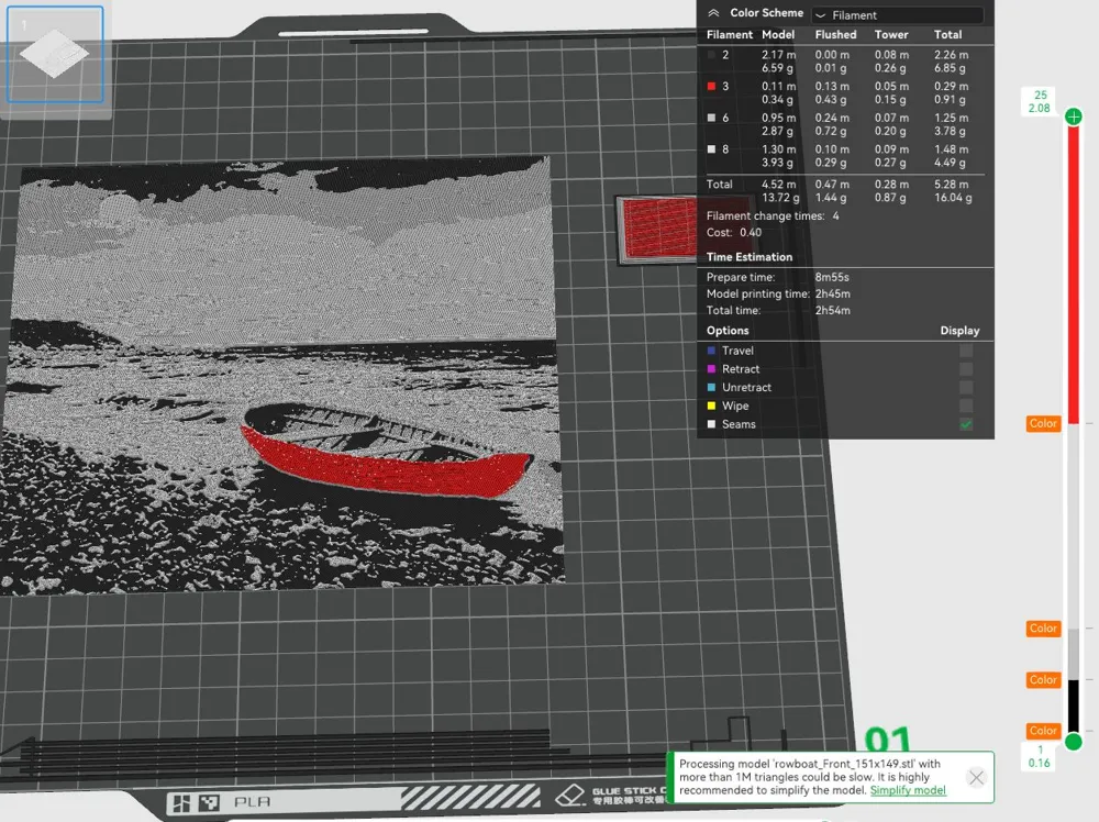 Hueforge Black & White Rowboat with color pop by 3dgrooves - MakerWorld