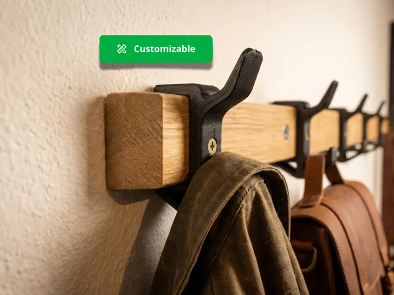 Heavy-Duty Customizable Wall Hook for Bags, Coats