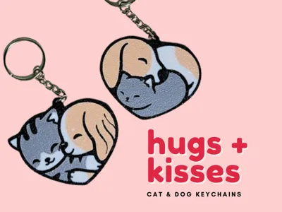 Heart Cat And Dog Keychains