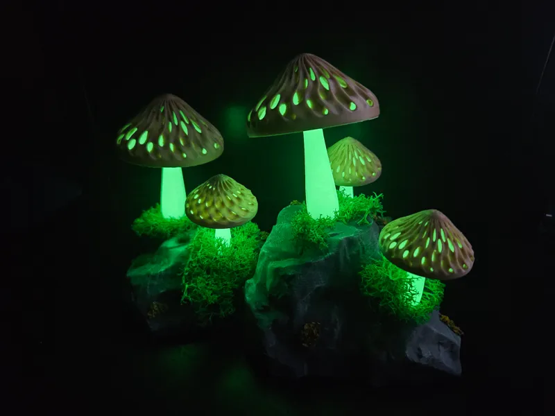 Glow in the dark mushroom diorama