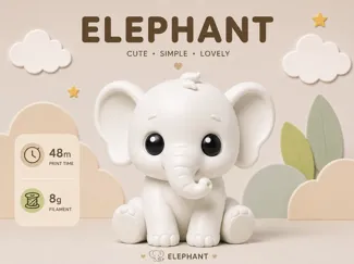 Minimalist and cute animal figurines - elephant
