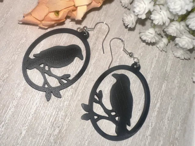 Gothic Raven Silhouette Earrings