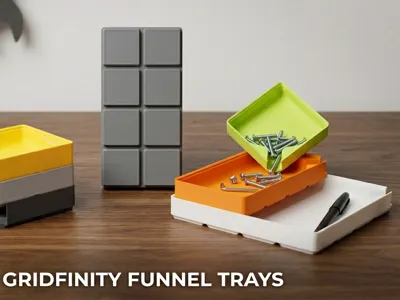 Fast-Pour Stackable gridfinity funnel tray