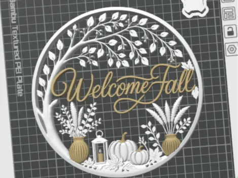 Modelo para impresión 3D: Welcome Fall - Herbstliches Tür- & Wandbild. Referencia del modelo original.
