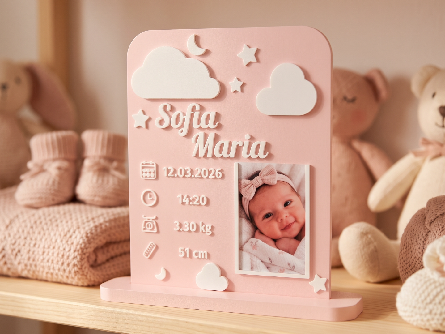 Personalized Newborn Baby Plate with Photo Frame - 1