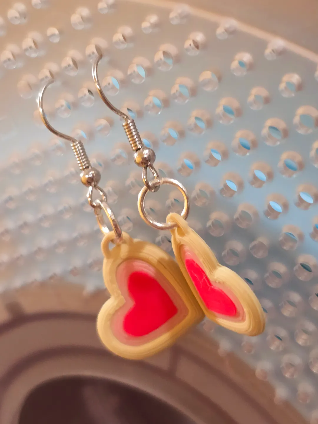 3D Valentines day cookie earrings view 2