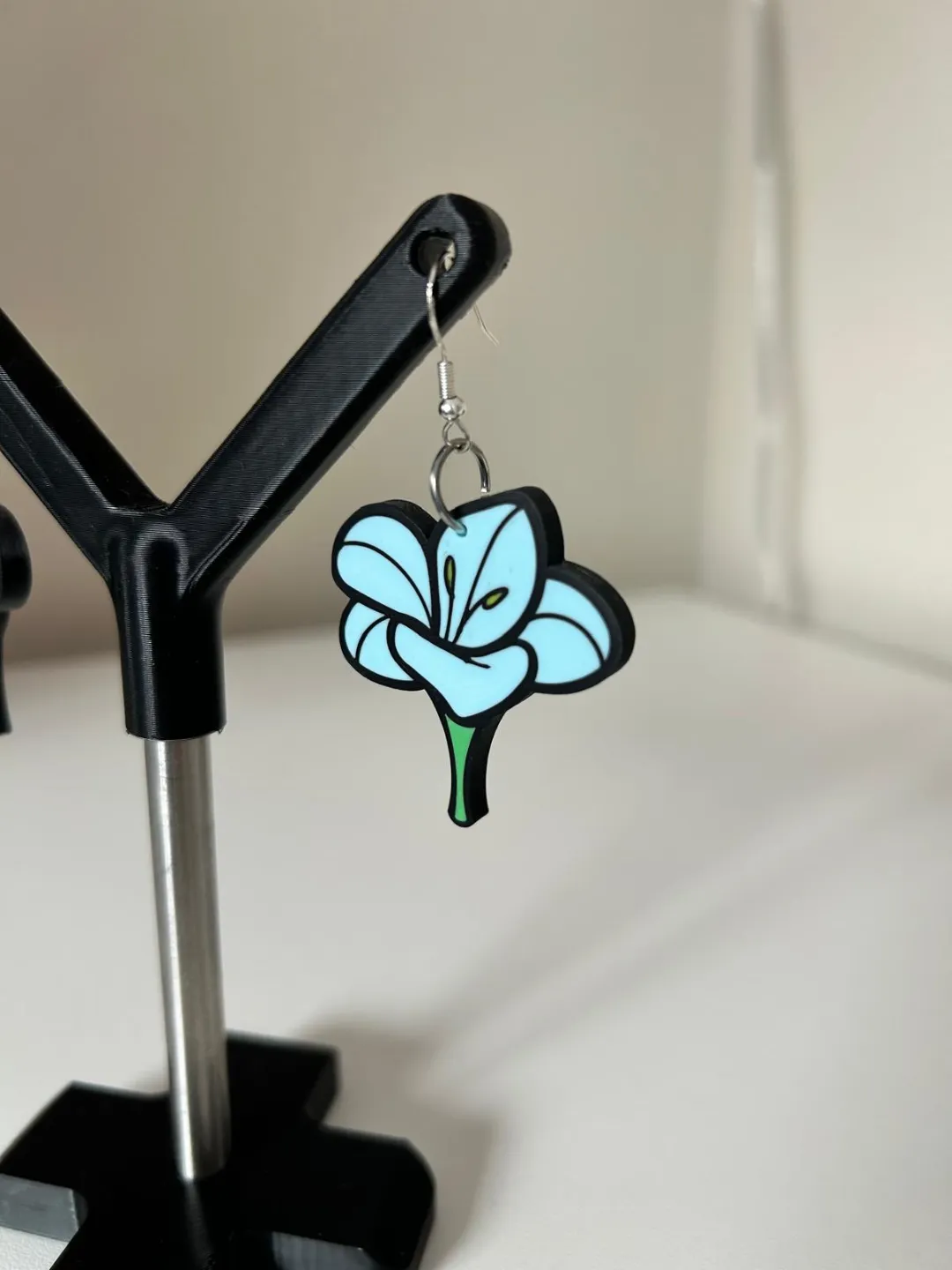 Freesia flower earrings view 2