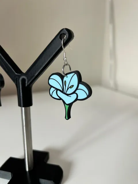 Freesia flower earrings view 2