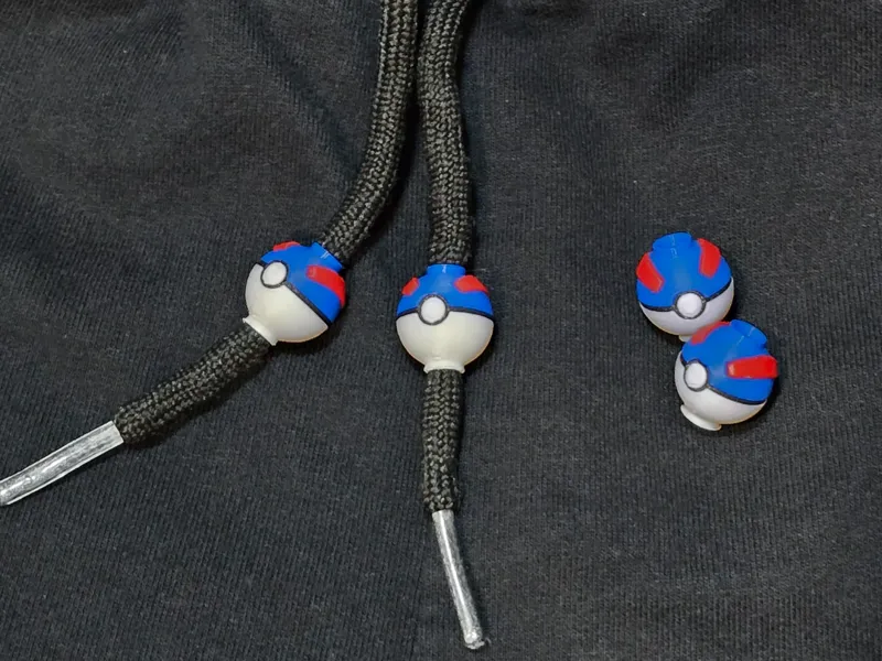 Great Ball/Pokeball Hoodie Drawstring Beads_AMS