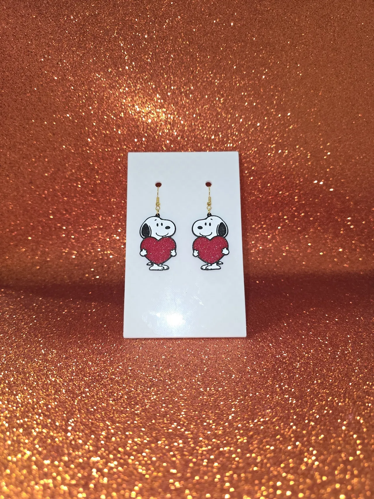Snoopy in love earrings view 2