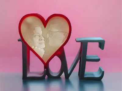 love Valentine's Day lithophany light  box 