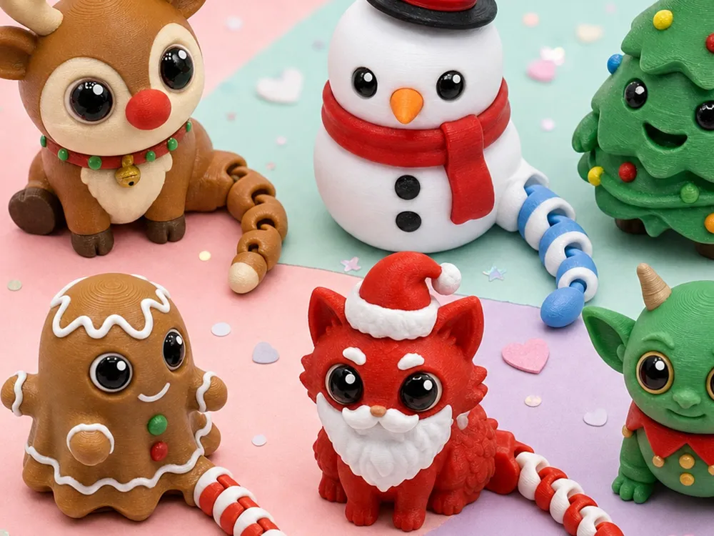 6 Cute Christmas Flexi Toys, 1 Plate Set - Free 3D Print Model - MakerWorld