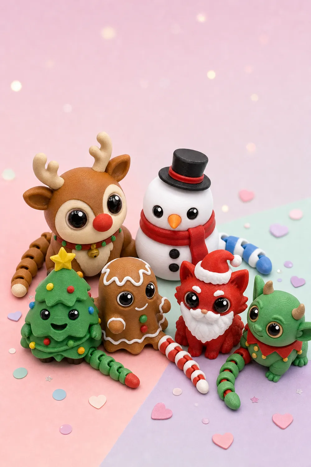 6 Cute Christmas Flexi Toys, 1 Plate Set - Free 3D Print Model - MakerWorld