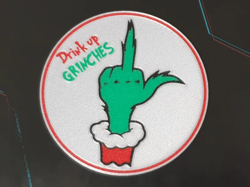 Grinch Middle-Finger Coaster