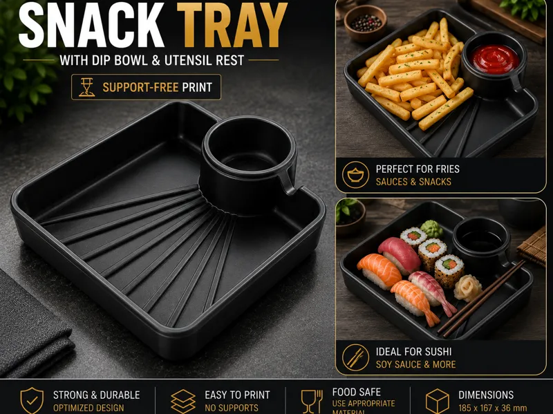 All-in-One Snack Tray with Dip Bowl & Utensil Rest