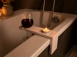 Glass & Candle Bathtub Holder for Thick Wall Tubs