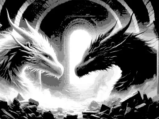 Hueforge Dragon Black and White