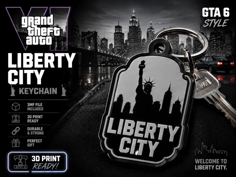 GTA 6 Liberty City Keychain | Gaming Accessory
