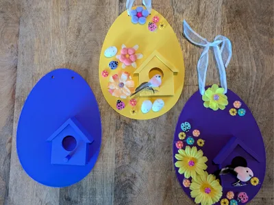 Decorative Easter Egg with Birdhouse