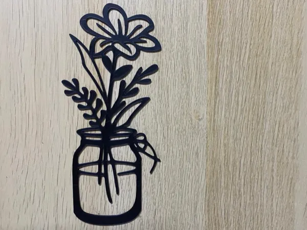 Bouquet en bocal — silhouette murale bohème