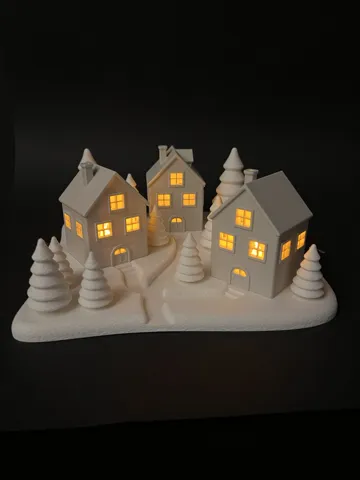 Teelichthäuser mit Winterlandschaft view 2