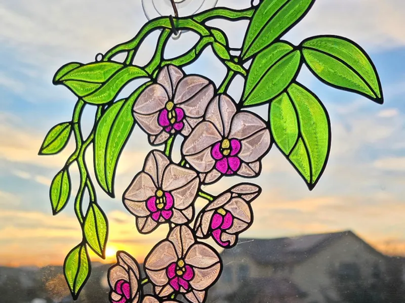 Hanging Orchid Stained Glass
