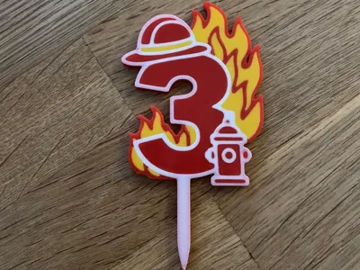 Cake Topper "Firefighter 3rd Birthday"