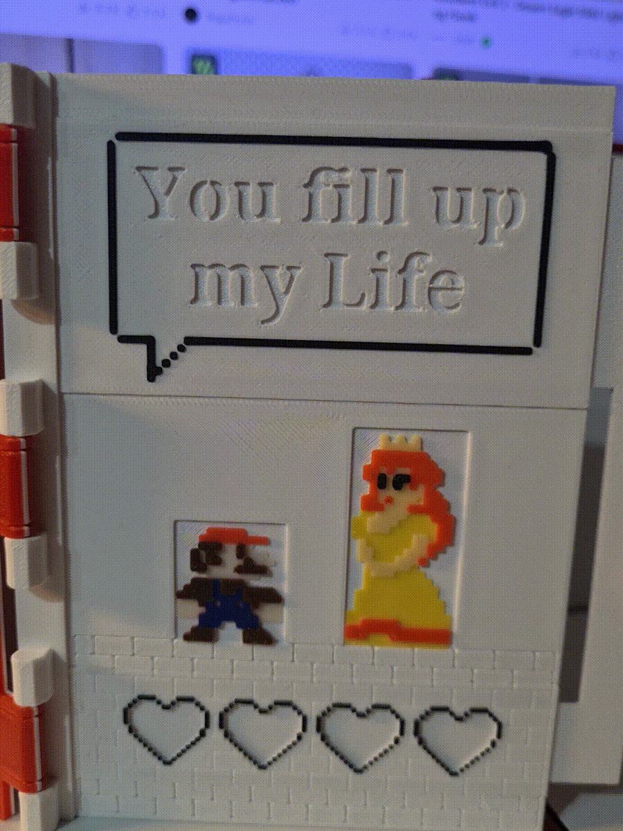 Mario & Peach Retro 8 bit Valentines Card