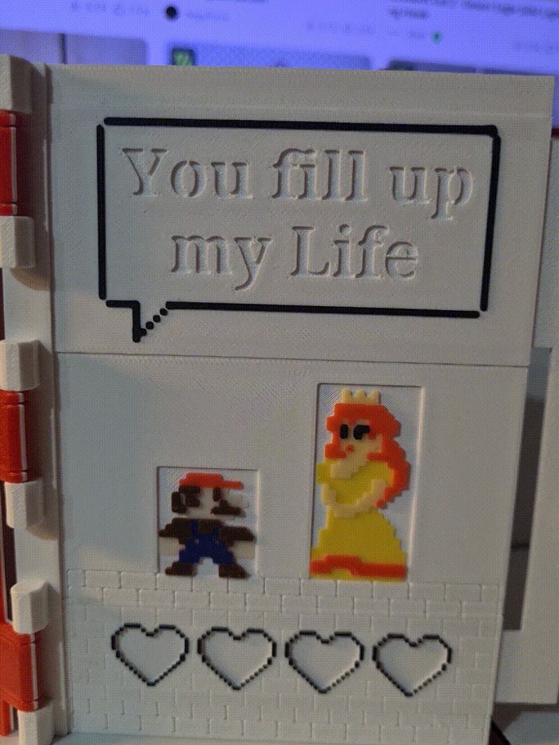 Mario & Peach Retro 8 bit Valentines Card