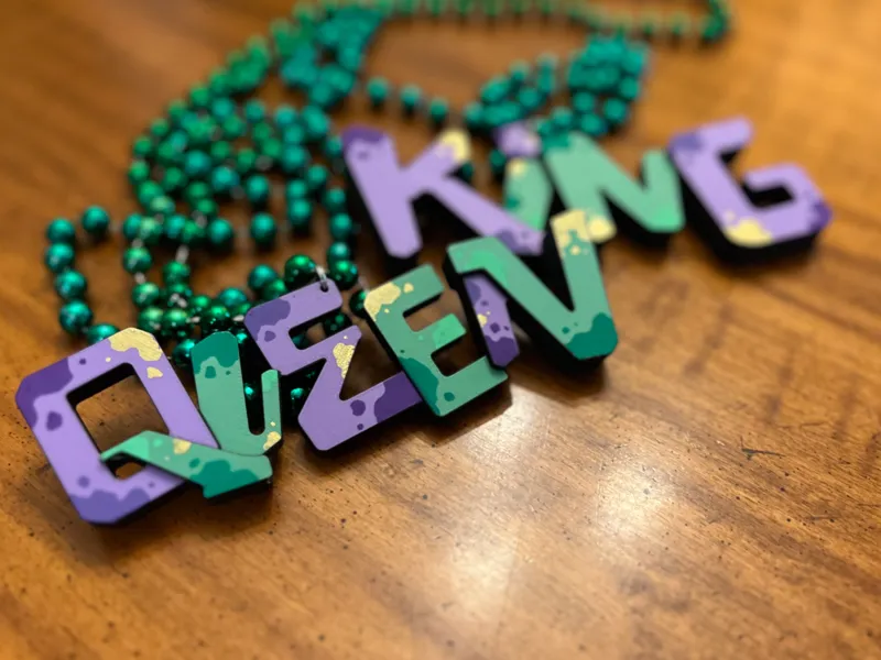 King and Queen Mardi Gras Bead Medallions