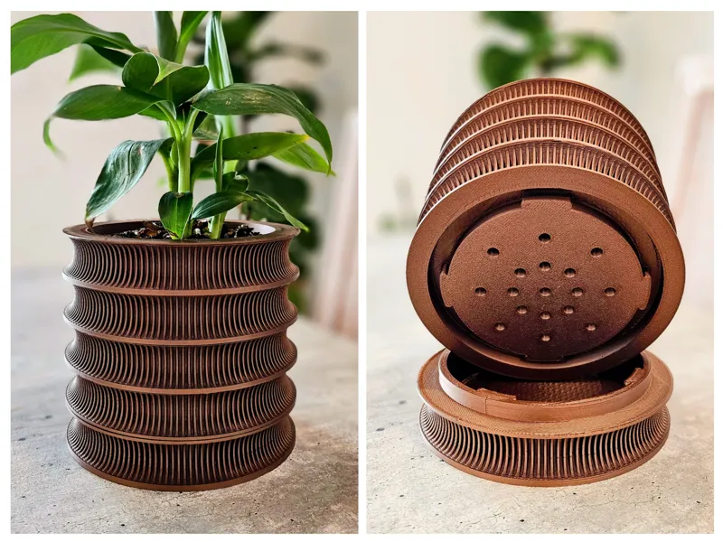 Columns Planter with Hidden Drip Tray