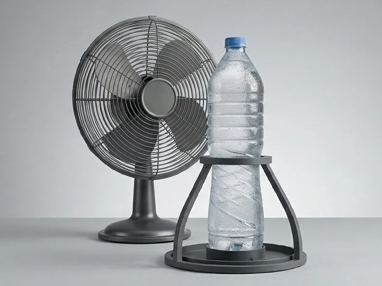 Bottle stand for fan cooling