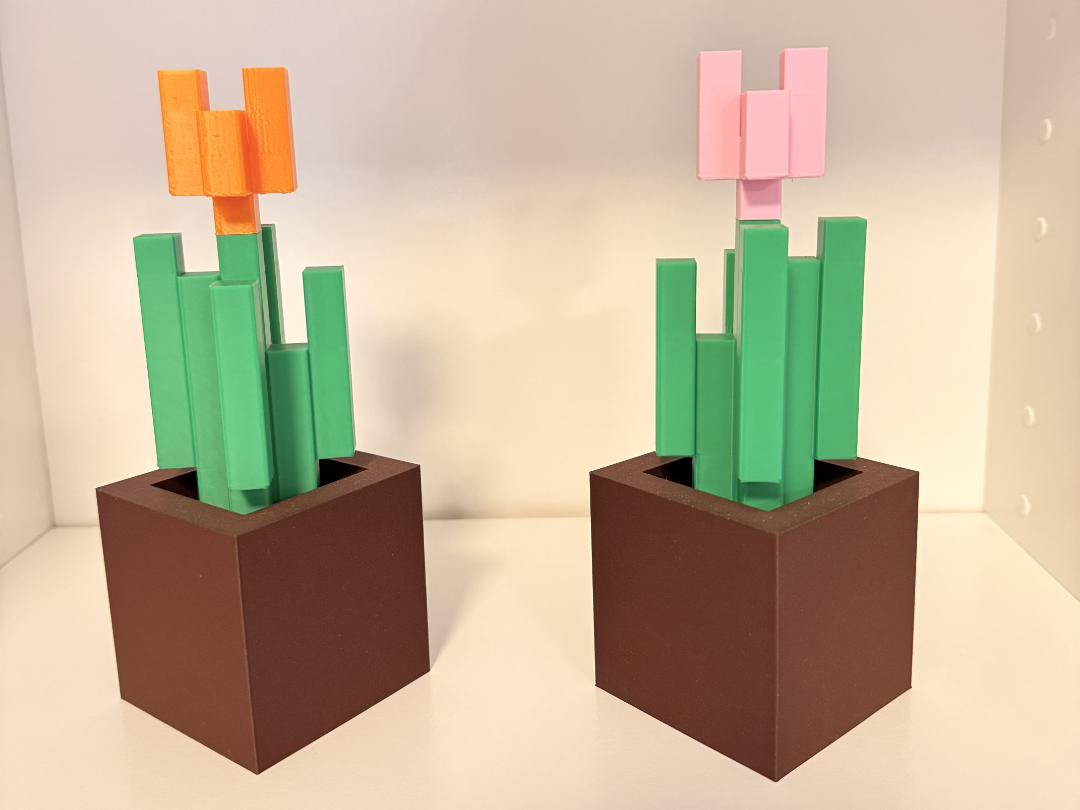 Minecraft Pink/Orange tulip in pot - no AMS & AMS